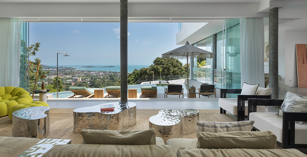 Golden Lotus - Villa Vie - Living room view of pristine Chaweng Beach